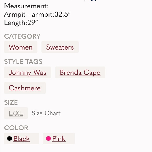 Johnny Was 🌺🌸NWT 🌷🌼Cashmere Cape - Picture 2 of 2